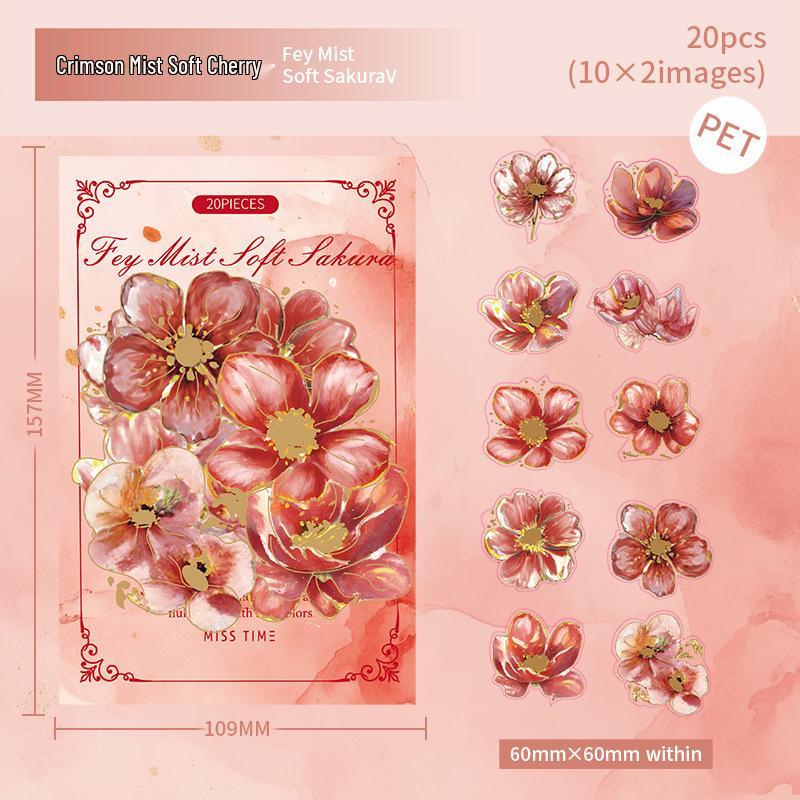 Стихотворение цветов: Набор ПЭТ-стикеров - 6 Цветочных Декоративных Элементов