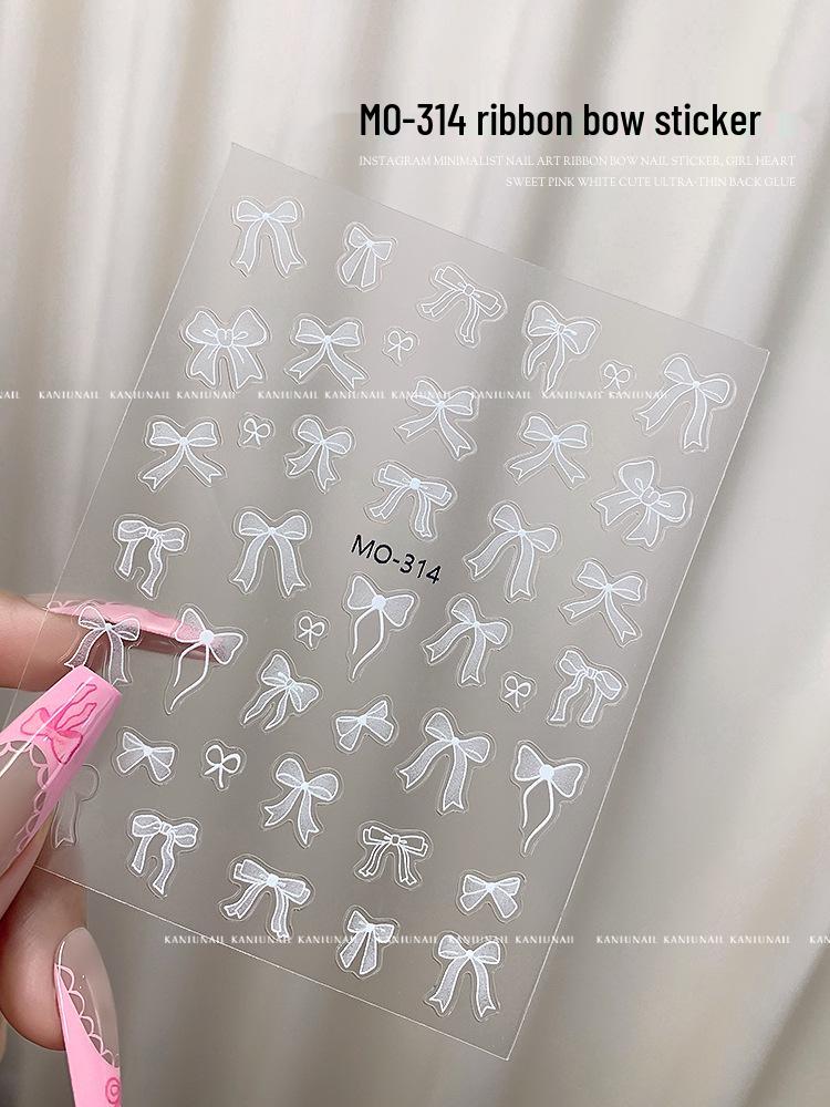 

3D Наклейки для ногтей в виде бантиков и сердечек - Милый девчачий дизайн с лентами на 2025 год