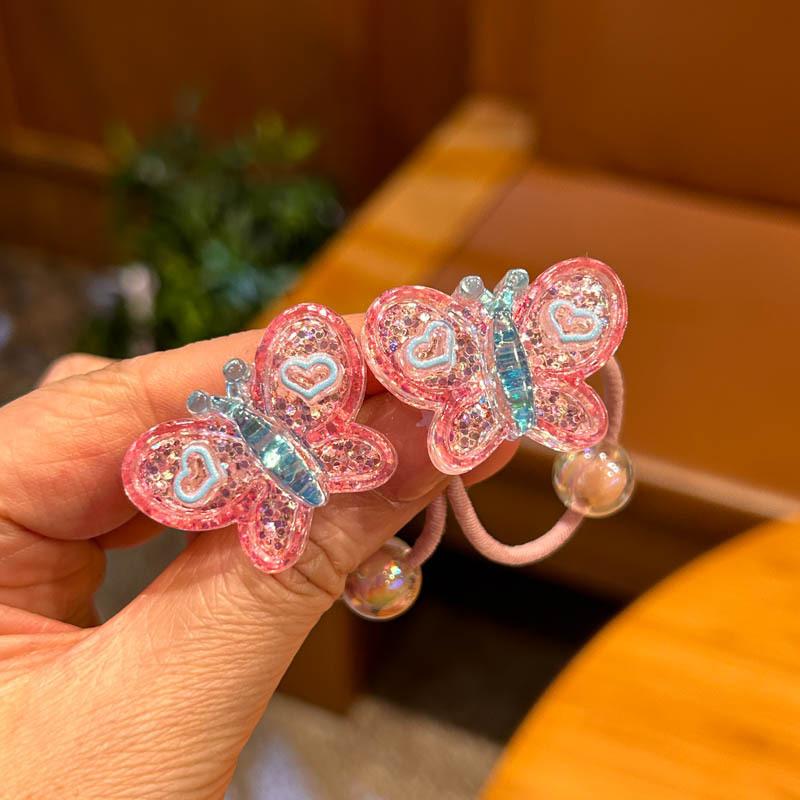 2 Pieces Cute Butterfly Princess Headwear Elastic Hair Bands for Kids Girls Hair Accessories Children Hair Ropes