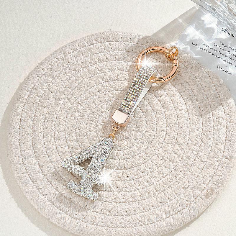 Personalized Rhinestone Polymer Clay Number Keychain - Cute Bag Charm and Colorful Car Accessory