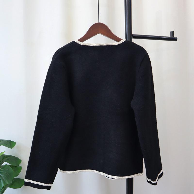Knitted double-sided woolen cardigan autumn and winter new loose solid color temperament sweater jacket women