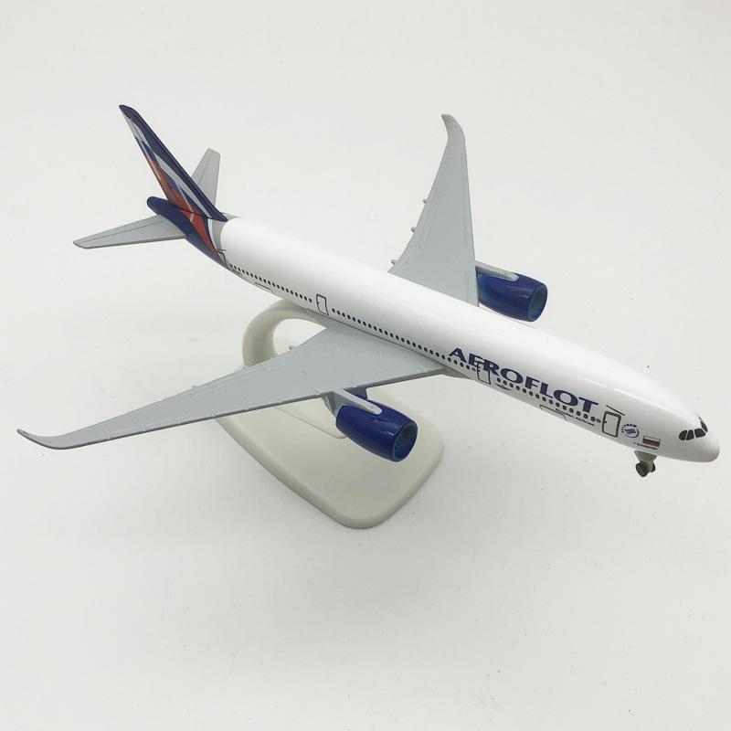 Display Airplane Model 20CM 350 A350 Russia Aeroflot Aircraft with Base Landing Gear Alloy Plane Model Collection