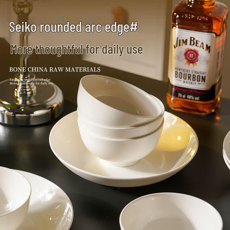 Siyue Pure White 4.5-inch Ceramic Rice Bowl Set