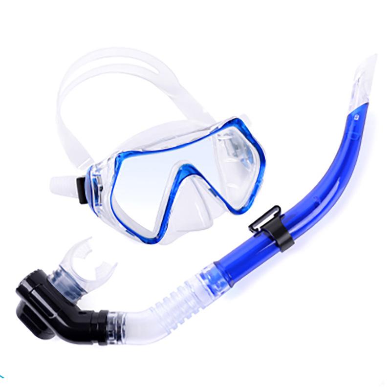 High definition large field of view mask, tempered glass diving goggles set