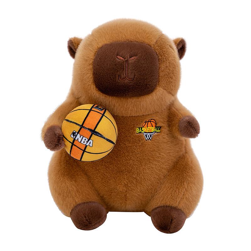 Plush Basketball Capybara Toy Stuffed Doll Cartoon Decoration Kids Gift Cute
