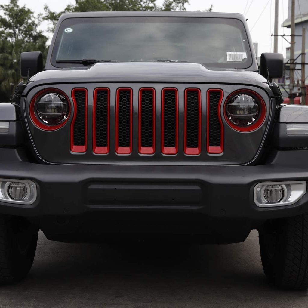 Mesh Grille Insert Grill Sticker & Headlight Turn Light Cover Trim for Jeep Wrangler JL 2018-2025 Chrome Accessories