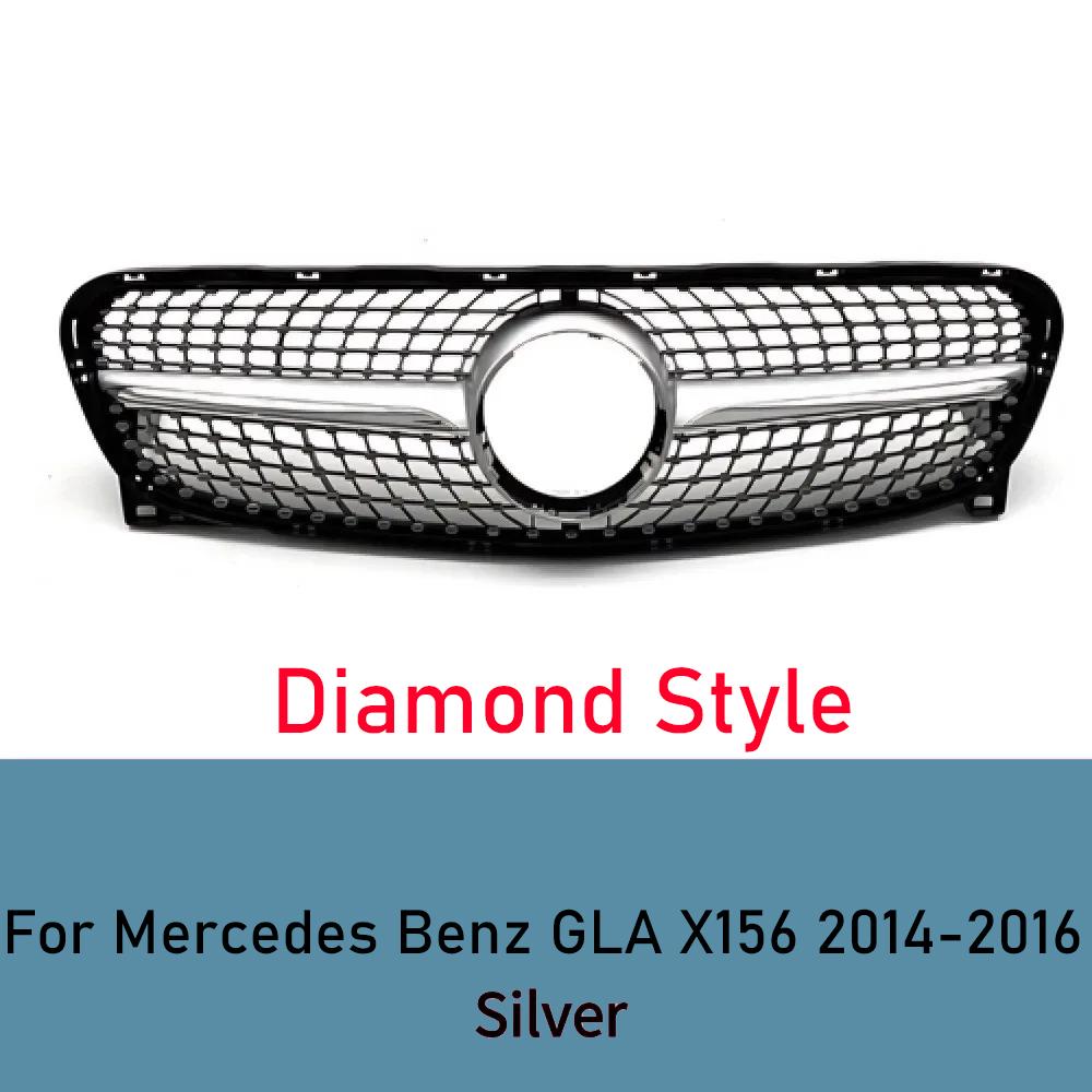 For Mercedes-Benz GLA Class X156 2014-2016 Front Bumper Grille GT Diamond Style GLA200 GLA250 GLA260 ABS Car Styling