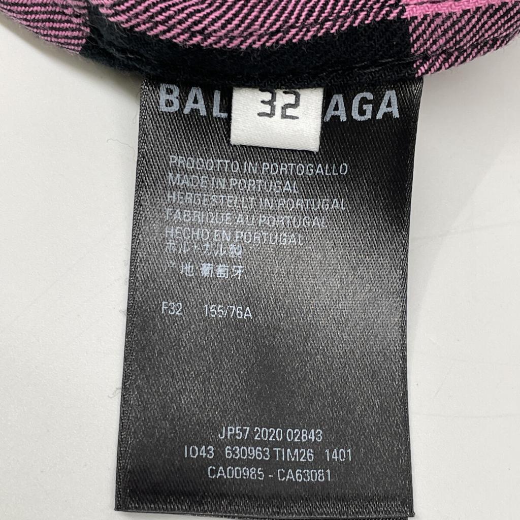 Balenciaga Pink/Black 630963 2020 Block Check Oversized Shirt Tops 32 pink/blackUsed