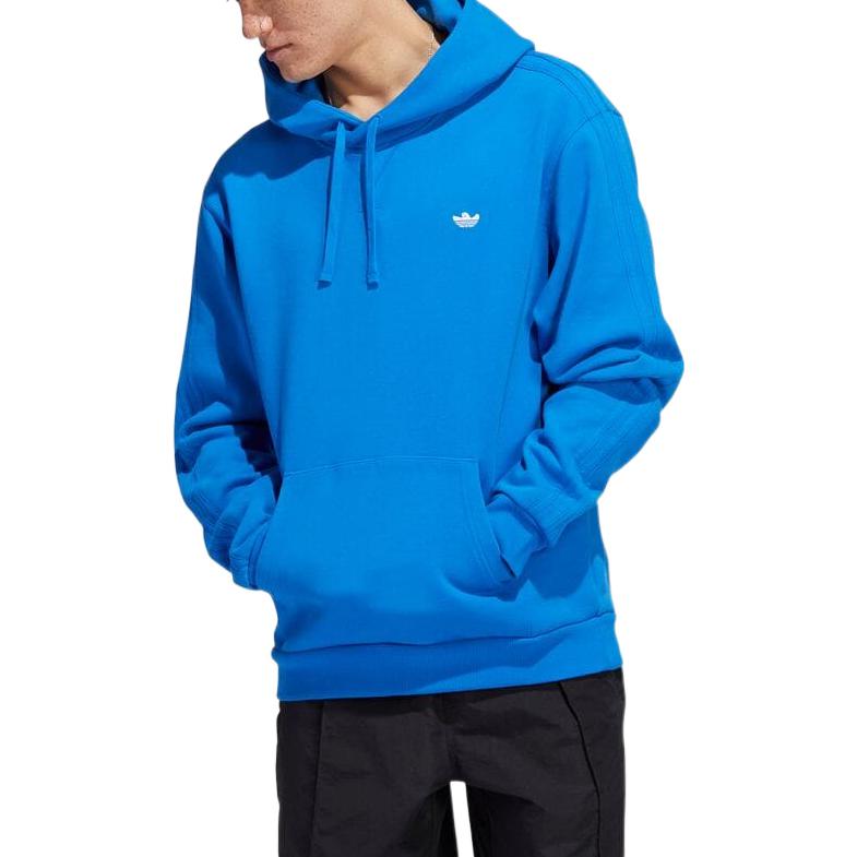 Adidas Originals Clover FW22 Solid Color Logo Print Drawstring Long Sleeve Sweatshirt Men Tops Blue HK9866