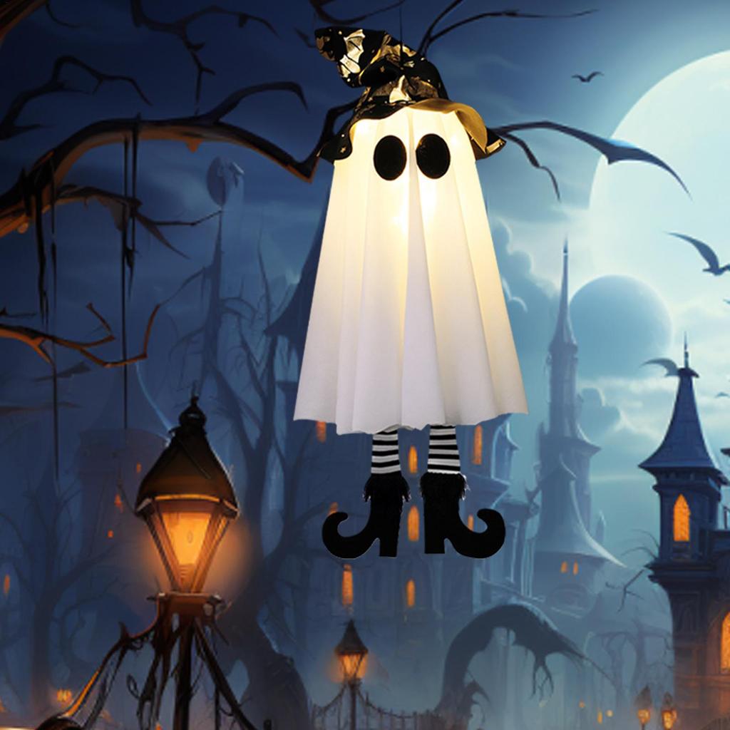Hangable Lighted Glowing Ghost Halloween Light Up Hangable Ghost Outdoor Lighted Ornaments For Garden Lawn Porches Patio