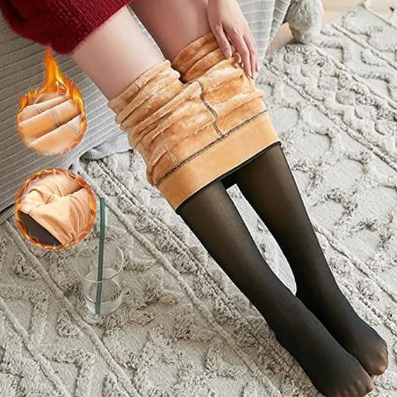 Collants Thermiques pour Femme - Winter Tights - Noirs Doublés en Polaire - Taille Unique
