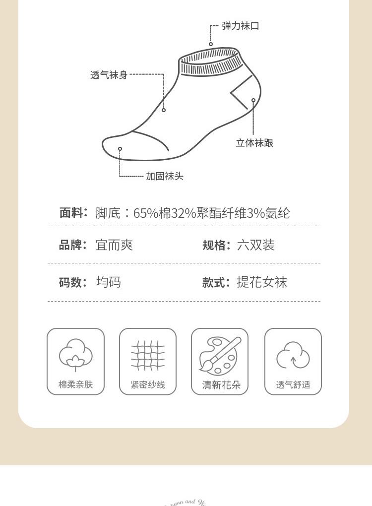Spring Day Little Flower Women's Socks - 6 Pair Set
