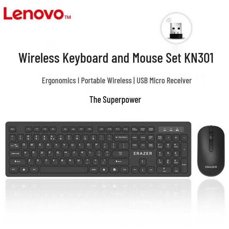 Lenovo KN301 Wireless Keyboard and Mouse Combo
