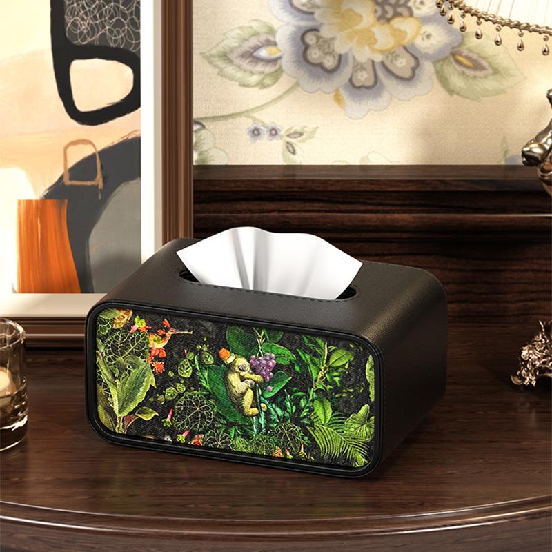 Leather Tissue Box with Storage Rack and Home Decoration Paper Rack, Suitable for Office Desks, Countertops, Bedside Tables, Etc