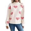 Cute Valentine's Day Heart Sweater for Women - Casual Crew Neck Knit Pullover with Lantern Sleeves