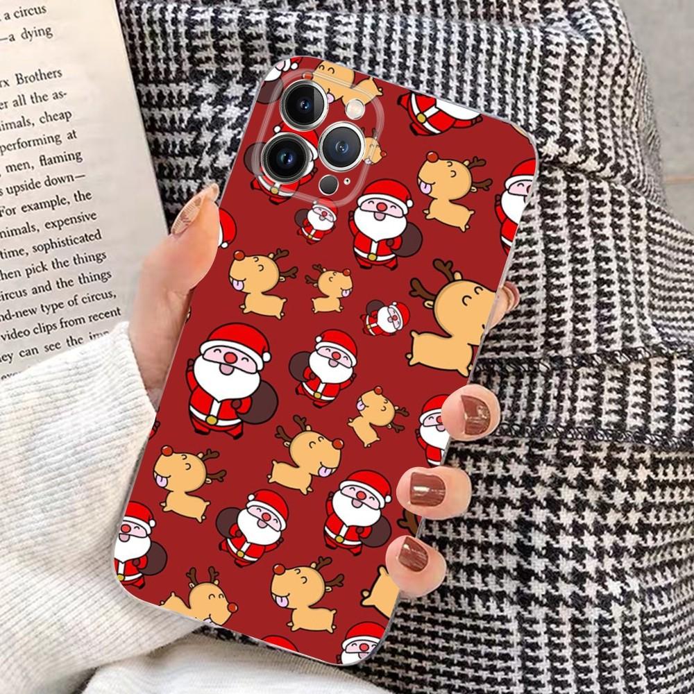 Christmas Cartoon New Year Phone Case For iPhone 15 14 11 12 13 Mini Pro XS Max Cover 6 7 8 Plus X XR SE 2020 Funda Shell