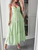 European-American Elegant Seaside Halter Neck Vacation Dress for Women - Spring/Summer 2025