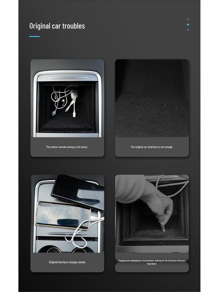 Tesla Model 3/Y Center Console USB Hub: One-to-Three Expansion Dock Charger