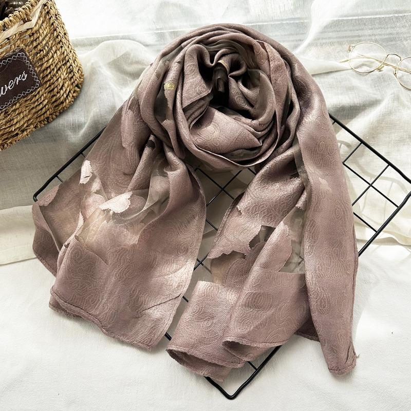 Spring/Summer New Simulated Silk Stain Dyeing Cutting Flower Thin Scarf Sunscreen Shawl
