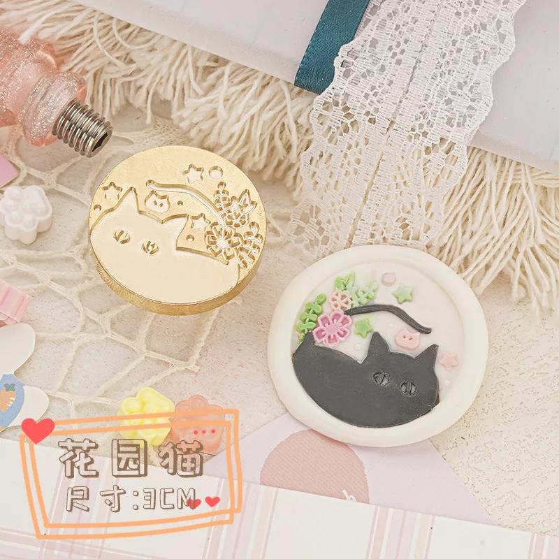 Cute Cat Rabbit Series Wax Seal Brass Carved Wax Stamp Head DIY Hand Wedding Invitation Decoration for Card Making Wax Seal