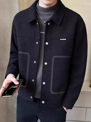 2025 Men's Trendy Thickened Wool Lapel Jacket - Autumn/Winter Versatile Casual Wear