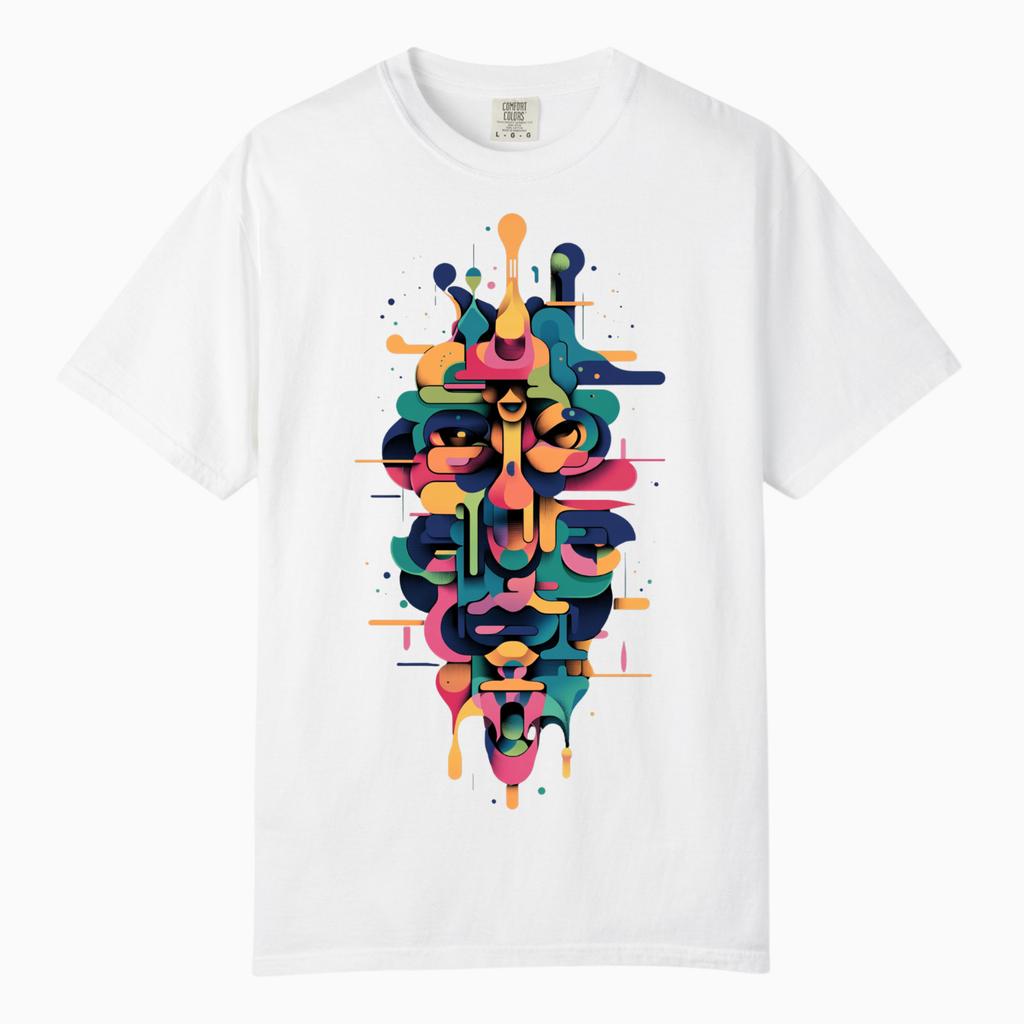 Floral Skull Face Mask AbstracArt TShirt, Comfort Colors, Unisex Streetwear Tee