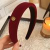 Red Velvet Wide Headband Women High Cranial Top Hair Hoop Elegant Versatile Outdoor Pressure Hair Band Autumn Winter Fashion Hair Accessories