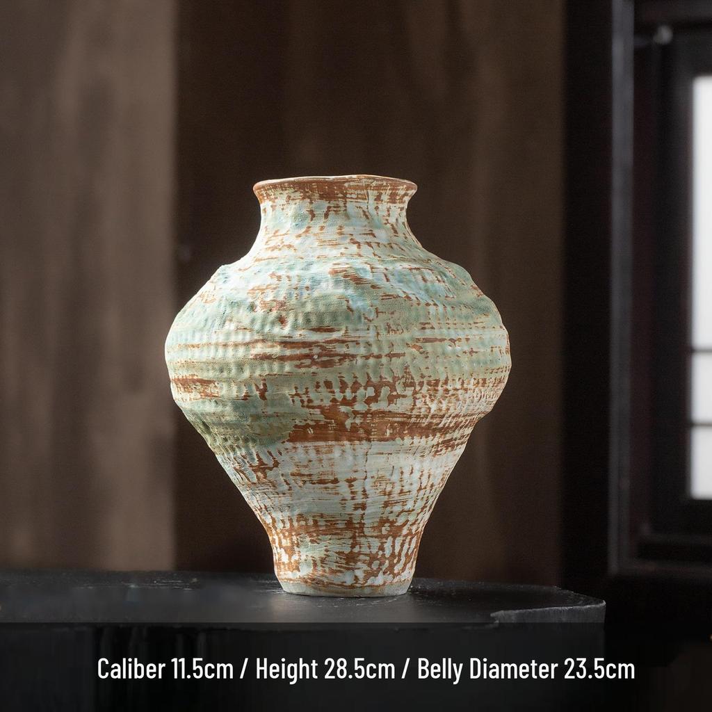 Wabi-Sabi Retro Ceramic Vase for Living Room or Tea Room – Vintage Chinese Style Flower Arrangement Ornament