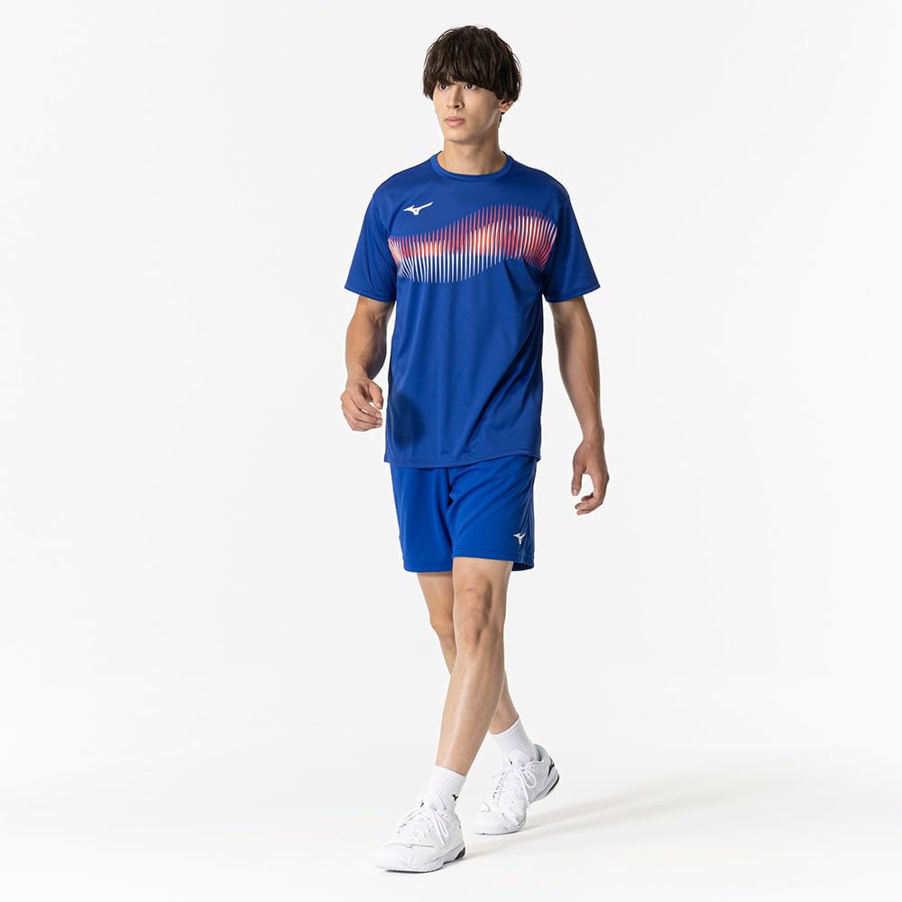 Mizuno Table Tennis Game Short JTTA Surf Size 2XL Shirt, Sleeve, Certified, Moisture-Wicking, Quick-Drying, Unisex, 82JAB111, Blue,