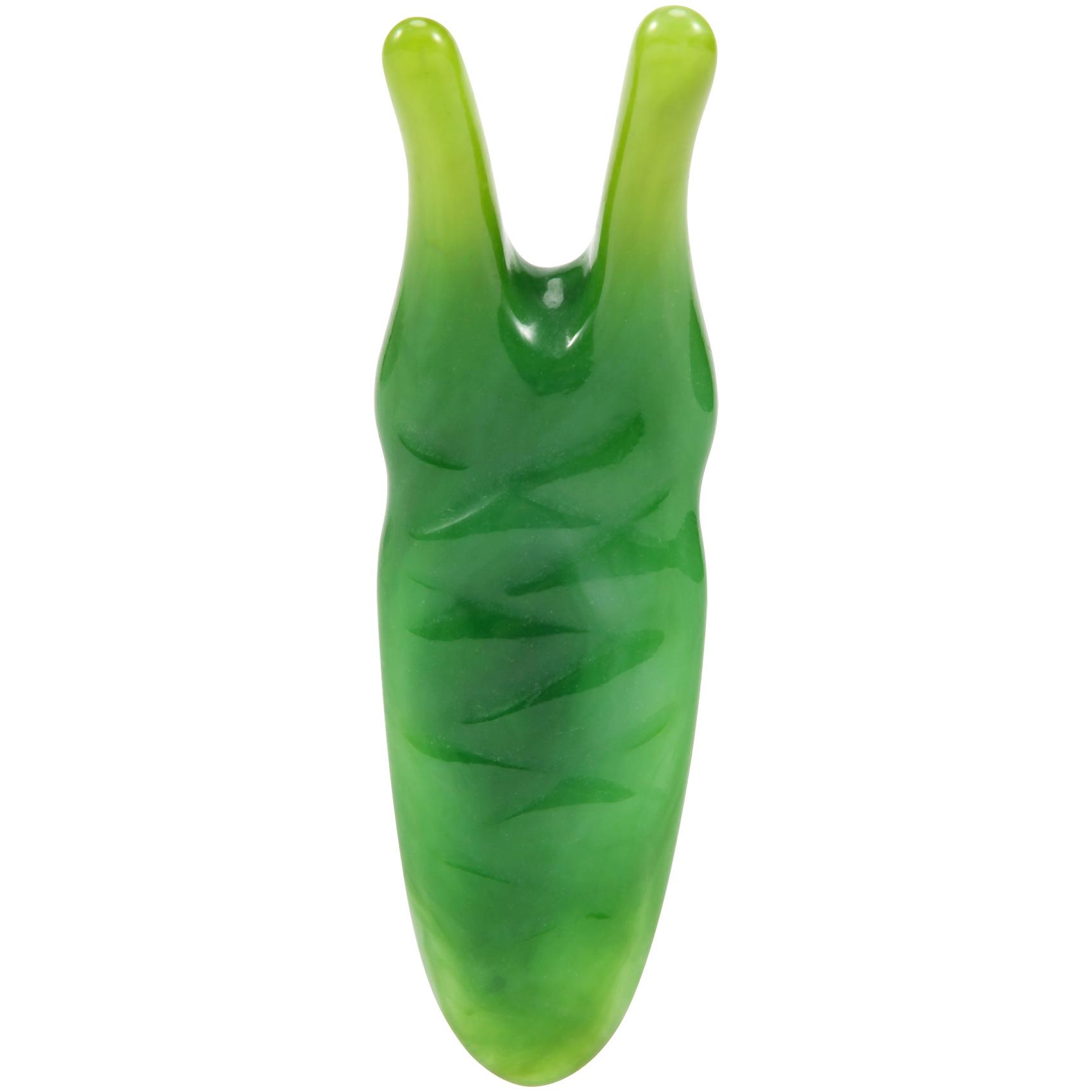 

1PC Natural Resin Beeswax Nose Massager Two-Pronged Nose Scraper V Face Thin Face Hand Massage Tool темно-зеленого