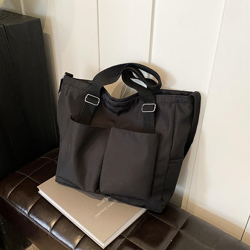 Trendy Women s Shoulder Bag Large Capacity Oxford Fabric For Everyday Use чёрный