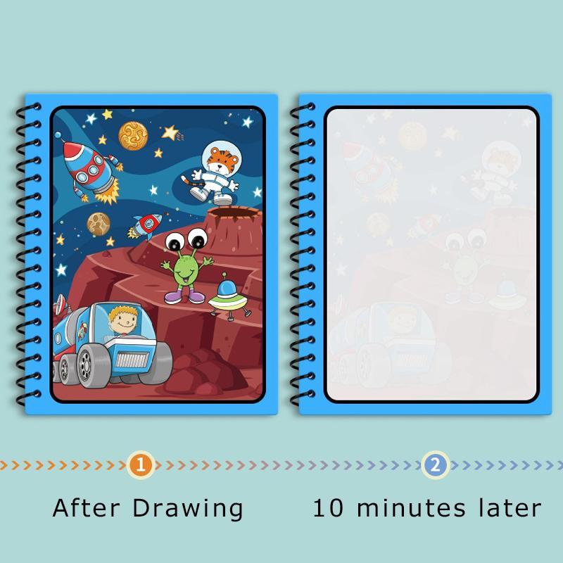 1 Set Sihirli Su Boyama Kitabı Renkli Montessori Tekrar Kullanılabilir Boyama Kitabı Su Fırçası ile Doğum Günü Festivali Grafiti Hediyesi ZYF