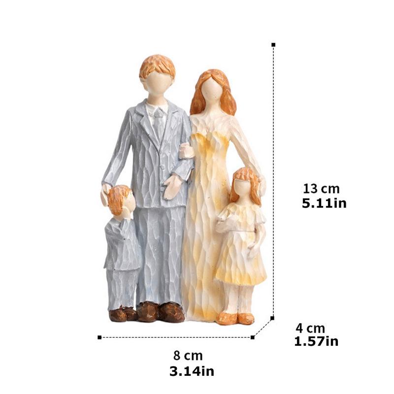 Mother Daughter Figurines Resin Parents And Children Sculpture Decoration Family Theme Hand-Painted Couple Statues Home Decor