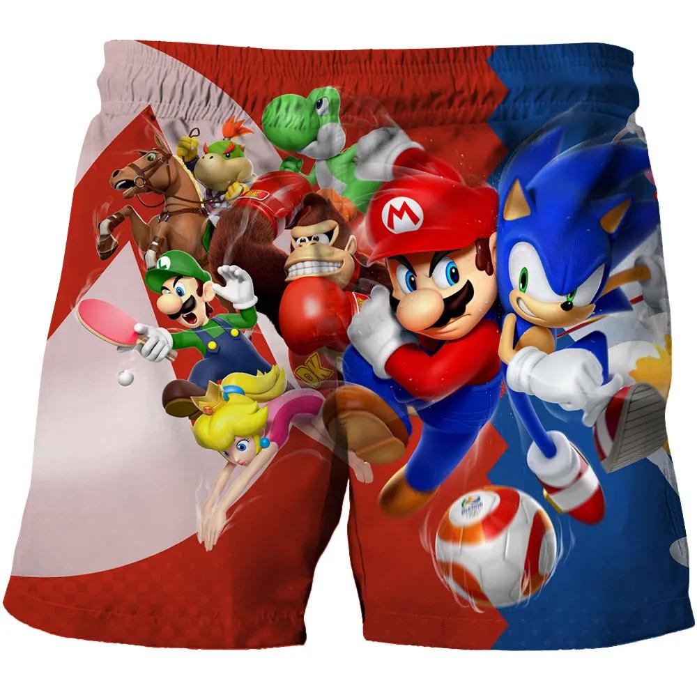 2025 Pantaloni de plajă MINISO pentru copii 4-14A Pantaloni scurți Sonic 2 Fete Băieți Pantaloni Harajuku Pentru Copii Imprimeu Desene Animate 3D Pantaloni Kdis