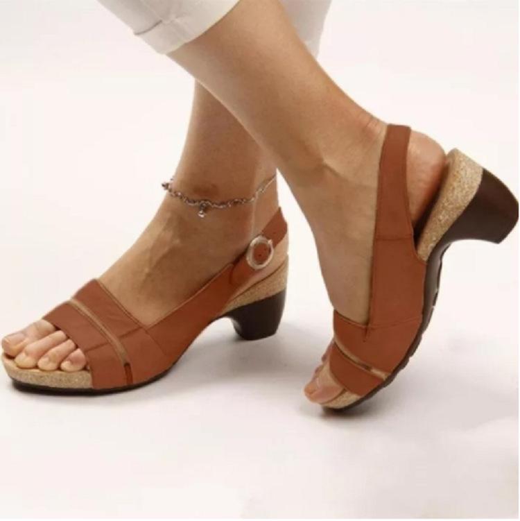 New wedge heel sandals  European, American autumn and summer models European and American simple fish mouth wedge heel buckle large size  shoes