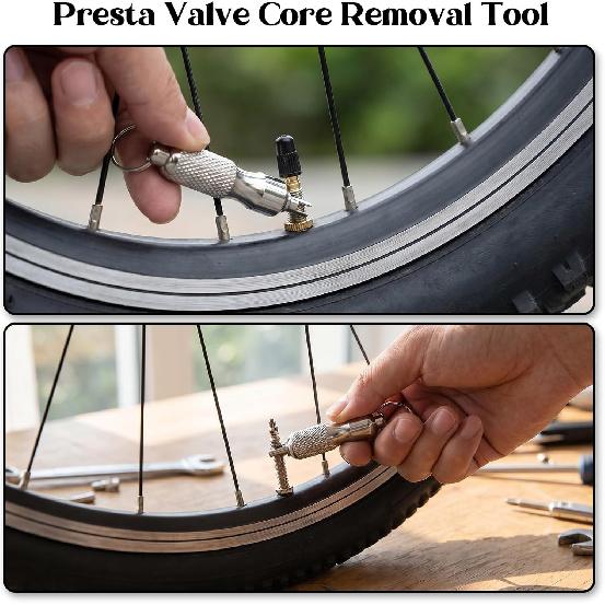 2Pcs Valve Stem Removal Tool, Stainless Steel Motorcycle Keychain, Valve Stem Puller Remover Core Tire Valves Stem Tool Portable Repair Accessories