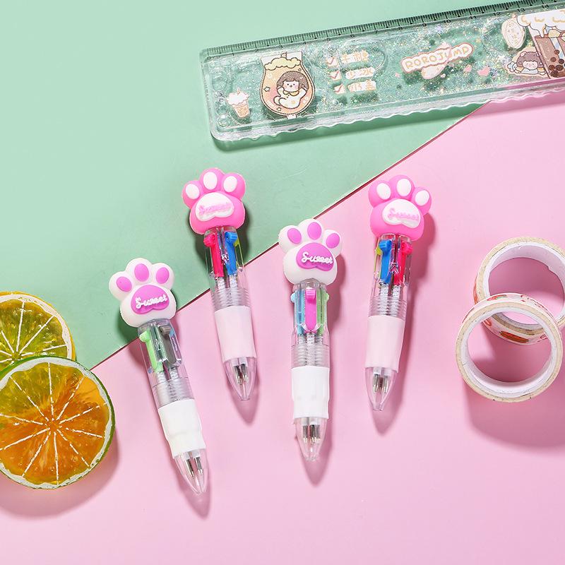 Korean Cute Animal Head 4-Color Click Ballpoint Pen