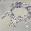 Bracciale con Perline e Ciondolo a Forma di Fiore Rosa di Cristallo Coreano e Farfalla per Donne, Catena Dolce con Perle, Gioielli Regalo per Fidanzata