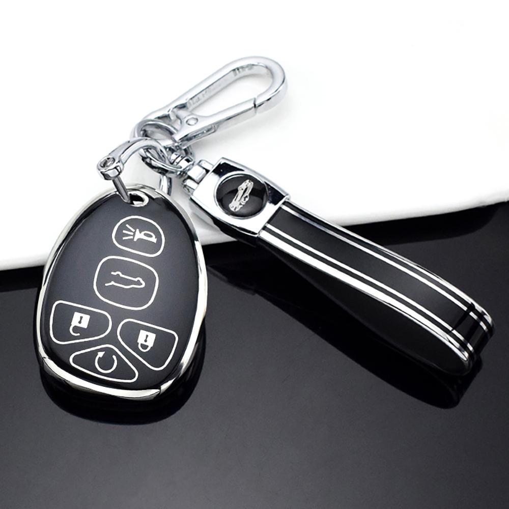 5 Buttons TPU Key Fob Cover for GMC Acadia 2007-2016 Yukon XL/Chevy Suburban Tahoe Traverse/Cadillac Escalade SRX/Buick Enclave