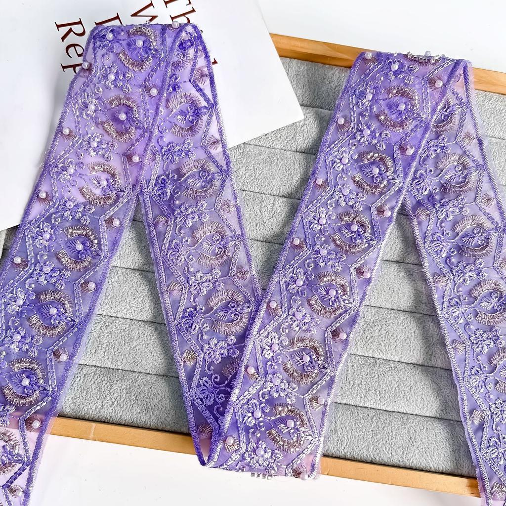 5.5Cm Exotic Style Handmade Beads European Heel Yarn Embroidery Barcode Clothing Cuffs Collar Decorative Lace Accessories