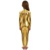Meisjes jumpsuit met glanzende metallic afwerking, col, lange mouwen en volledige lengte