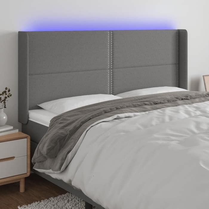VidaXL Tête de Lit à LED Meuble de Chambre à Coucher Accessoire de Lit Double Tête de Cadre de Lit Intérieur Gris Foncé 3123931