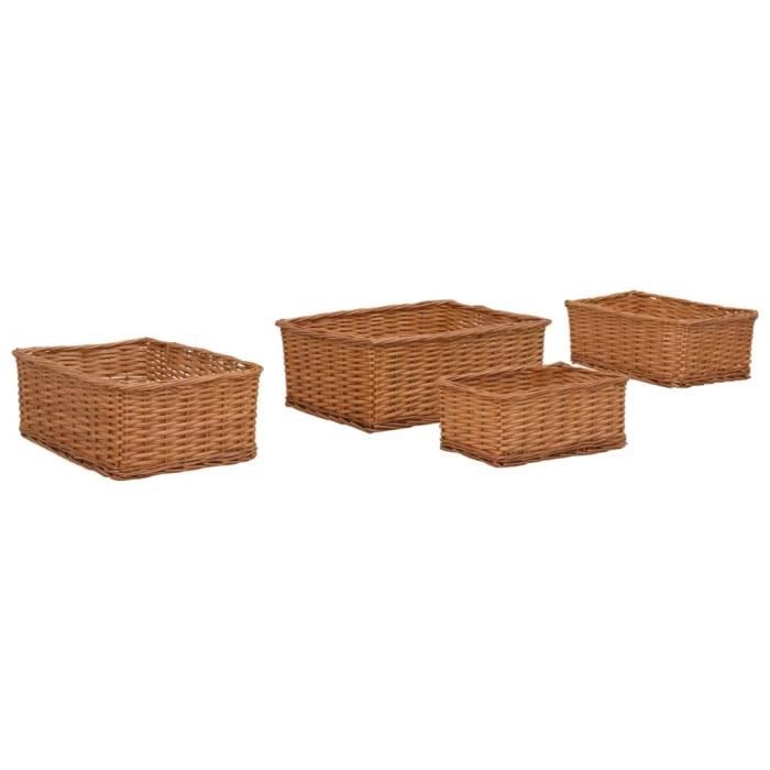 VidaXL Ensemble de paniers gigognes 4 pcs Marron Saule
