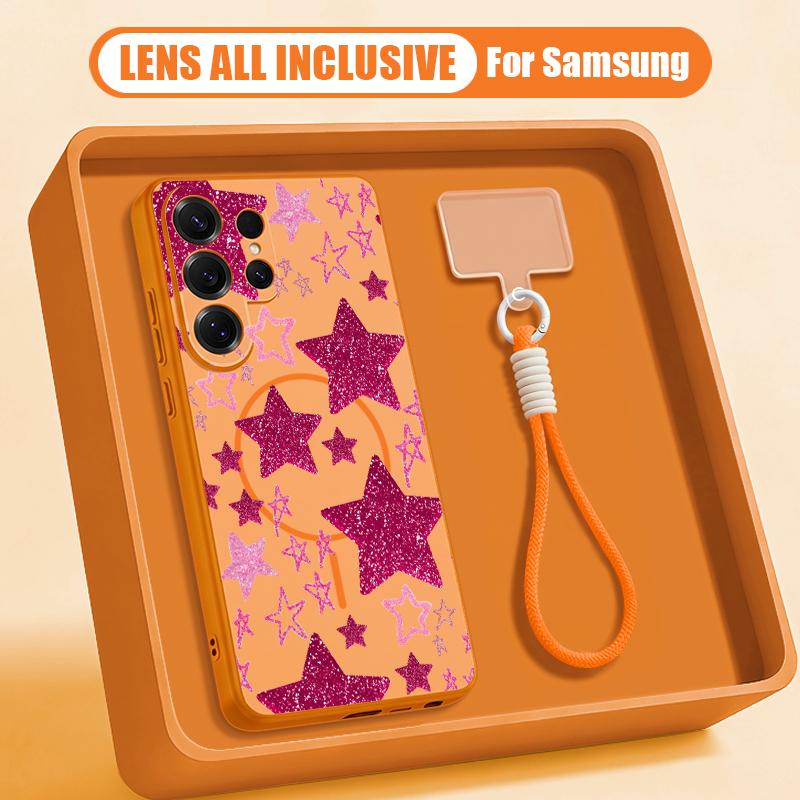 Colorful Stars Print Case For Samsung S26 Ultra S25 FE S24 S24 Plus A57 A37 A17 A56 A36 A16 A55 A35 A15 A54 5G Hybrid Magnetic Matte Cover