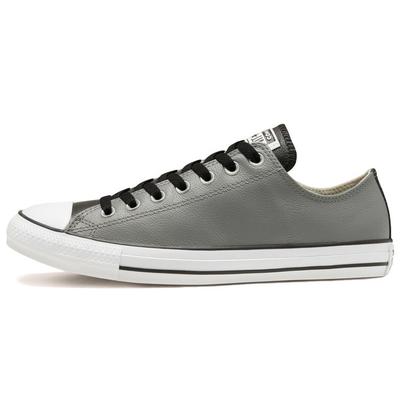 Chuck Taylor All Star Synthetic Leather Non-Slip Durable Low-Top Skate Shoes Unisex Sneaker Silver Gray 168542C