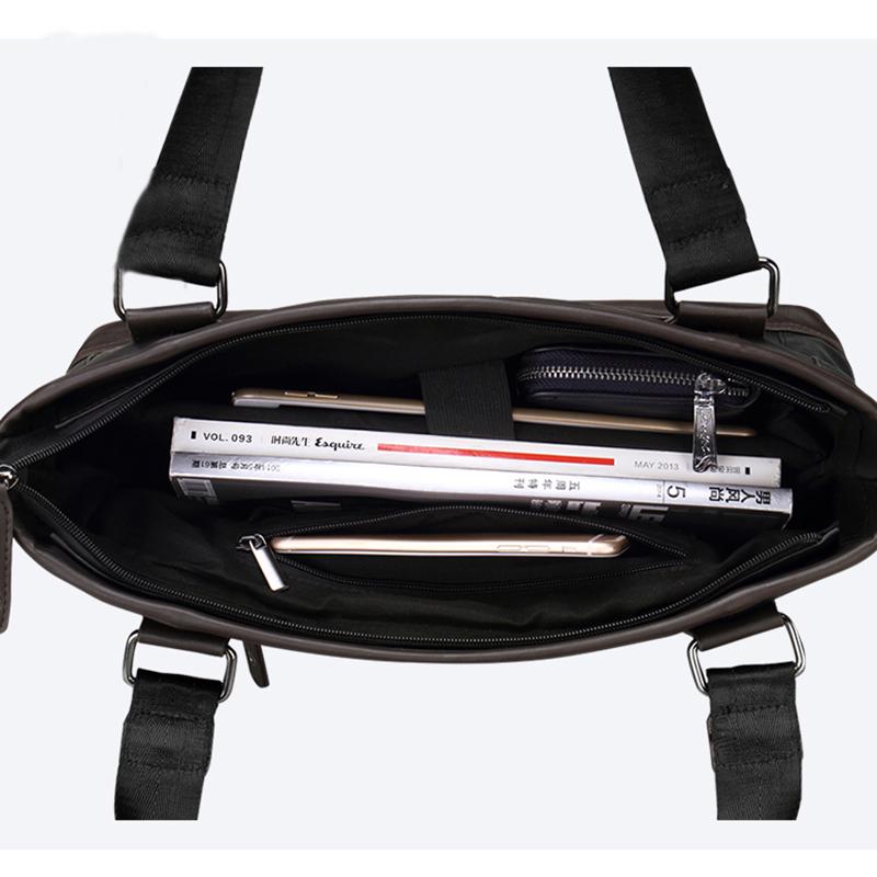 Men's PU Leather Shoulder Bag  Travel Messenger Crossbody Bags  Large Capacity  15 Inch Laptop Bags