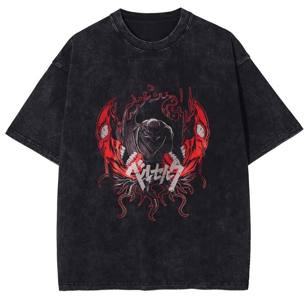 Manga Berserk Griffith Print Tshirt Harajuku Washed Oversized T Shirt High Quality Cotton Short Sleeve Tees Men Women Clothing