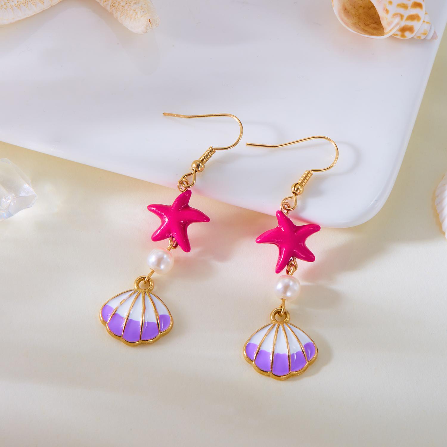 

Bohemian Shell Starfish Dangle Earrings For Women Summer Beach Pearl Conch Geometric Drop Earrings Girls Fashion Jewelry Gift