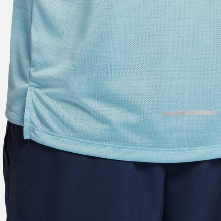 Nike Printed Logo Striped Crew Neck Straight Cut Quick-Dry Short Sleeve T-Shirt Men Tops Blue AJ7566-494