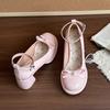 Single shoes high heels bow lace single shoes women's summer sweet platform leather shoes Lolita thick heel Mary Jane shoes